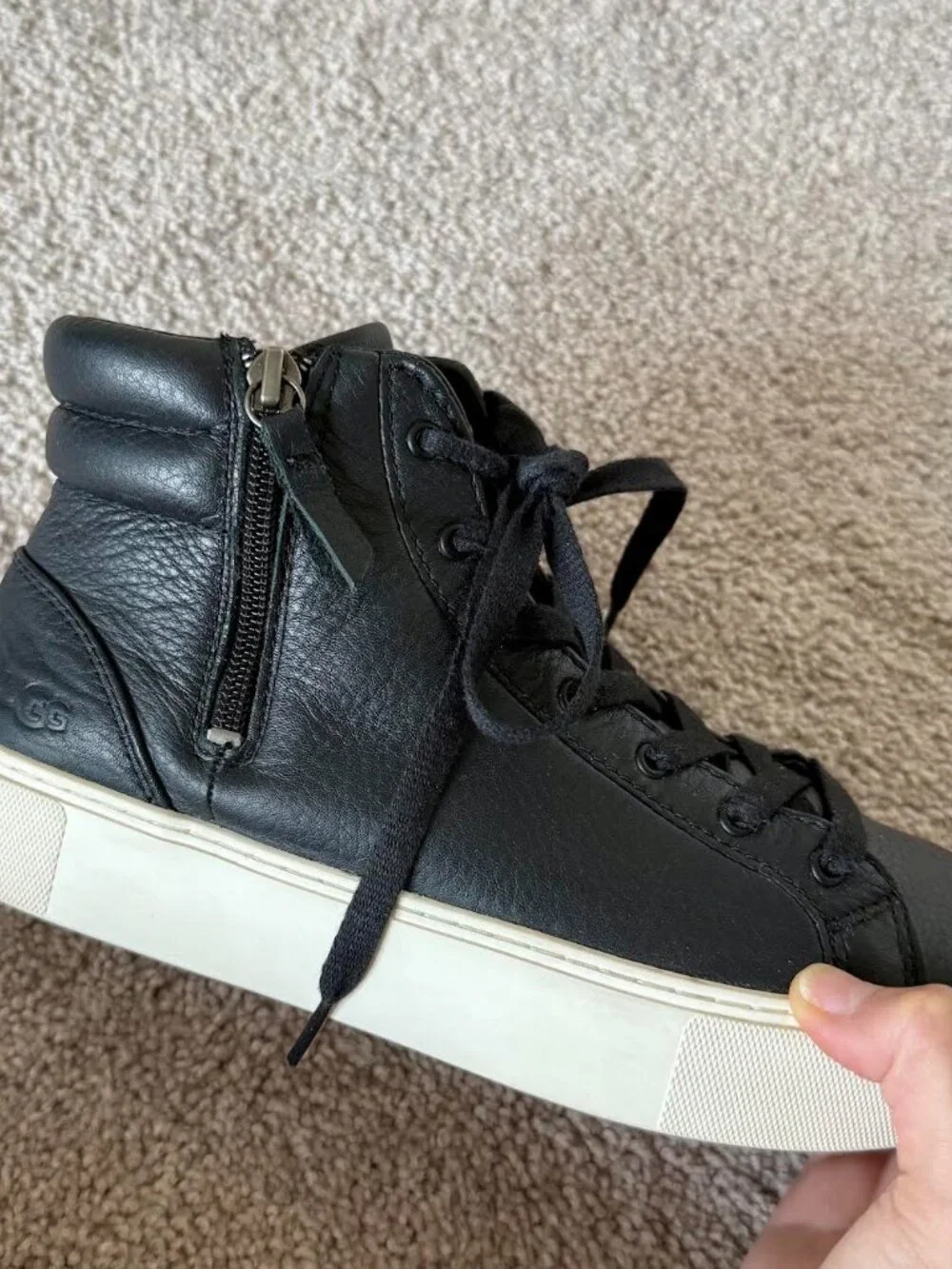 Lightly Used Ugg Blaney High Top Black Leather Sneakers Womens Sz 8
